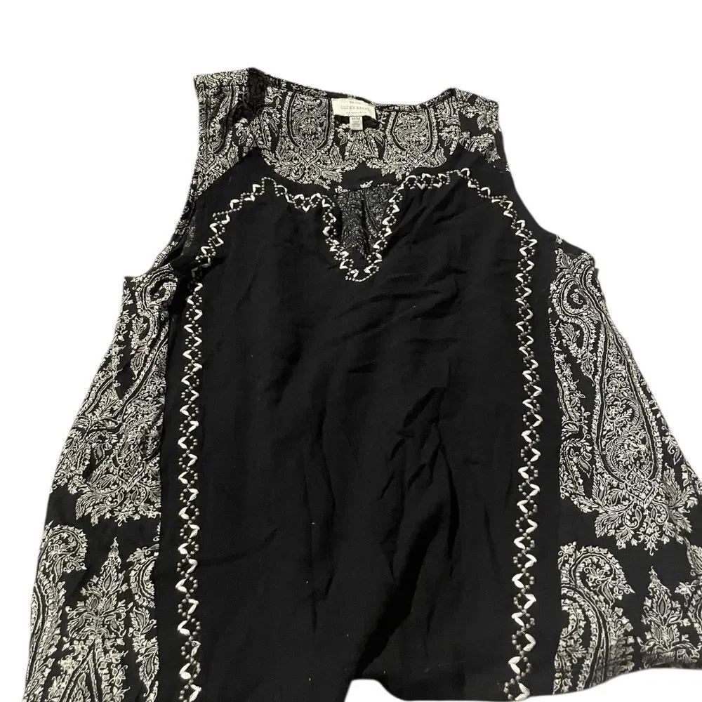 Lucky Brand size medium Sleeveless Black Paisley Print Tank Top